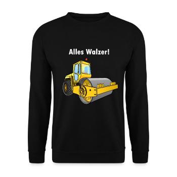 Dampfwalze, Alles Walzer, niederwalzen, Straßenbau - Unisex Pullover - Schwarz - Vorne - Alina (178cm) & Michal (187cm)