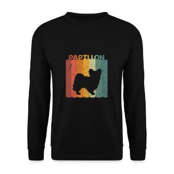 Retro Zwergspaniel Hunde Hundehalter Geschenk - Unisex Pullover - Schwarz - Vorne - Alina (178cm) & Michal (187cm)