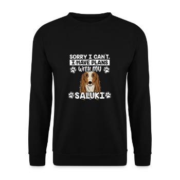Sorry I Have Plans With My Saluki Dog Owner Gift - Unisex Sweatshirt - black - Front - Alina (178cm) & Michal (187cm)