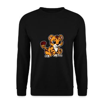 Cute Tiger Big Cat Costume Gift Idea - Unisex Sweatshirt - black - Front - Alina (178cm) & Michal (187cm)
