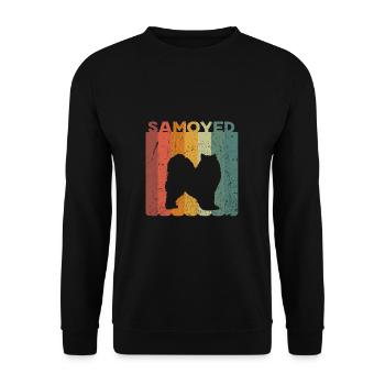 Retro Samoyed Dog Dog Lover Gift Idea - Unisex Sweatshirt - black - Front - Alina (178cm) & Michal (187cm)