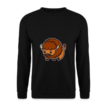 Süßer Bison Büffel Wild Rind Geschenk - Unisex Pullover - Schwarz - Vorne - Alina (178cm) & Michal (187cm)
