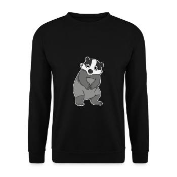 Süßer Dachs Geschenk - Unisex Pullover - Schwarz - Vorne - Alina (178cm) & Michal (187cm)
