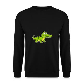 Süßer Aligator Krokodil Reptil - Unisex Pullover - Schwarz - Vorne - Alina (178cm) & Michal (187cm)