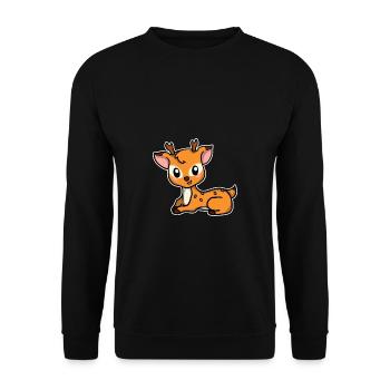 Chevreuil mignon Chevreuil Cadeau de cerf - Sweat-shirt Unisexe - noir - Devant - Alina (178cm) & Michal (187cm)