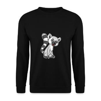 Süße Lemur Lemuren Geschenk - Unisex Pullover - Schwarz - Vorne - Alina (178cm) & Michal (187cm)