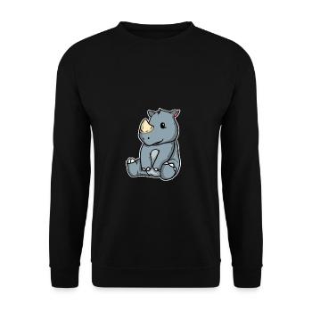 Lustiges Pummeliges Nashorn Tier Geschenk - Unisex Pullover - Schwarz - Vorne - Alina (178cm) & Michal (187cm)