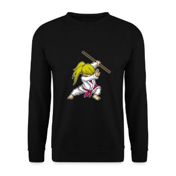 Drôle Kung Fu Dabbing Filles Arts Martiaux - Sweat-shirt Unisexe - noir - Devant - Alina (178cm) & Michal (187cm)