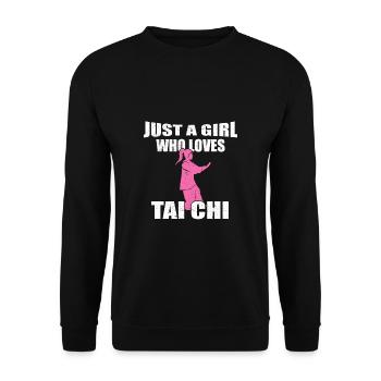 Just A Girl Who Loves Wushu Tai Chi Gift - Unisex Sweatshirt - black - Front - Alina (178cm) & Michal (187cm)