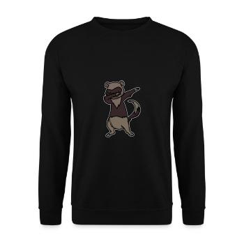 Funny Dabbing Ferret Dab Dance Polecat Lover Gift - Unisex Sweatshirt - black - Front - Alina (178cm) & Michal (187cm)