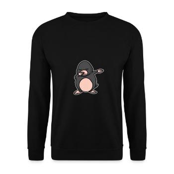 Lustiges Dabbing Maulwurf Geschenk - Unisex Pullover - Schwarz - Vorne - Alina (178cm) & Michal (187cm)