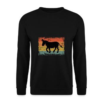 Vintage Esel Maultier Tier Geschenk - Unisex Pullover - Schwarz - Vorne - Alina (178cm) & Michal (187cm)