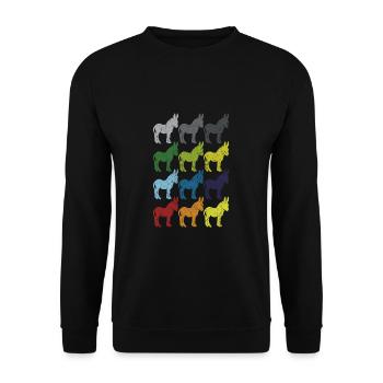 Neon Pop Art Retro Donkey Mule Gift - Unisex Sweatshirt - black - Front - Alina (178cm) & Michal (187cm)