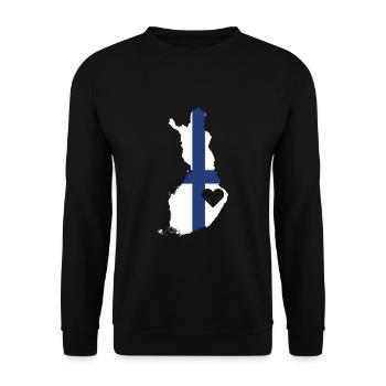 Liebe Finnland Geschenk Finnischer Stolz Herz - Unisex Pullover - Schwarz - Vorne - Alina (178cm) & Michal (187cm)