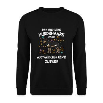 Australischer Kelpie Glitzer Hunde Halter Geschenk - Unisex Pullover - Schwarz - Vorne - Alina (178cm) & Michal (187cm)