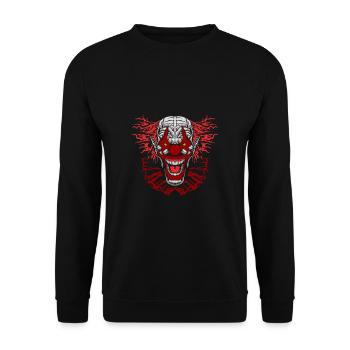 Gruseliger Halloween Clown Gruselige Geschenkidee - Unisex Pullover - Schwarz - Vorne - Alina (178cm) & Michal (187cm)