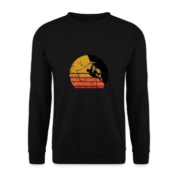 Retro Sonne Klettern Geschenk - Unisex Pullover - Schwarz - Vorne - Alina (178cm) & Michal (187cm)
