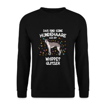 Whippet Glitzer Hunde Hundehalter Geschenk - Unisex Pullover - Schwarz - Vorne - Alina (178cm) & Michal (187cm)