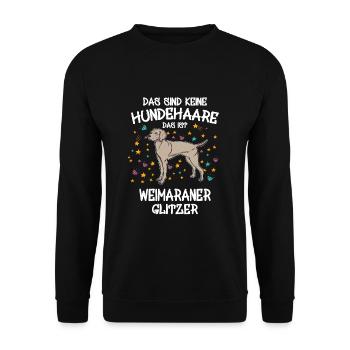 Weimaraner Glitzer Hunde Hundehalter Geschenk - Unisex Pullover - Schwarz - Vorne - Alina (178cm) & Michal (187cm)