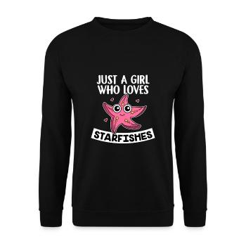 Just A Girl Who Loves Starfishes Seestern Kostüm - Unisex Pullover - Schwarz - Vorne - Alina (178cm) & Michal (187cm)