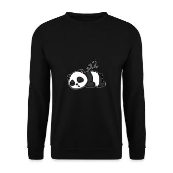 Cute Sleeping Panda Gift Idea - Unisex Sweatshirt - black - Front - Alina (178cm) & Michal (187cm)