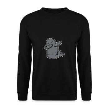 Funny Dabbing Dugong Dab Dance Manatee Lover Gift - Unisex Sweatshirt - black - Front - Alina (178cm) & Michal (187cm)