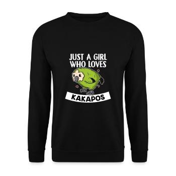 Just A Girl Who Loves Cakapos Costume de Kakapo - Sweat-shirt Unisexe - noir - Devant - Alina (178cm) & Michal (187cm)