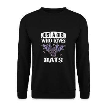 Just A Girl Who Loves Bats Fledermaus Kostüm - Unisex Pullover - Schwarz - Vorne - Alina (178cm) & Michal (187cm)