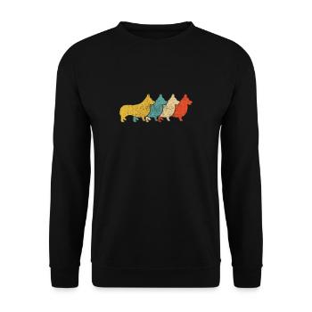 Vintage Retro Pop Art Corgi chien - Sweat-shirt Unisexe - noir - Devant - Alina (178cm) & Michal (187cm)