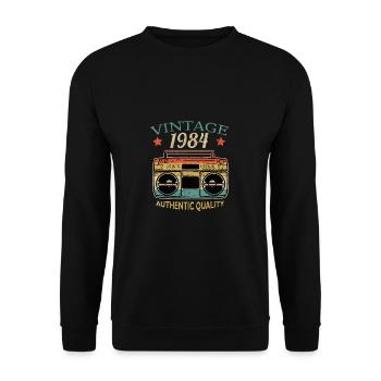 Vintage 1984 Anniversaire Radio Authentic Quality - Sweat-shirt Unisexe - noir - Devant - Alina (178cm) & Michal (187cm)