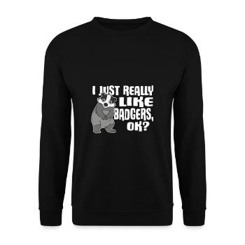 I Just Really Like Badgers Ok Dachs Geschenkidee - Unisex Pullover - Schwarz - Vorne - Alina (178cm) & Michal (187cm)
