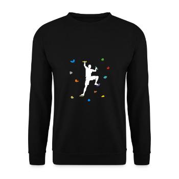Bouldern Boulderhalle Wand Geschenk - Unisex Pullover - Schwarz - Vorne - Alina (178cm) & Michal (187cm)
