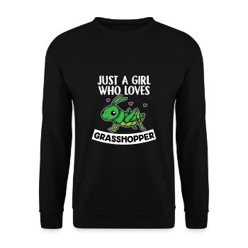 Just A Girl Who Loves Grasshopper Sauterelles - Sweat-shirt Unisexe - noir - Devant - Alina (178cm) & Michal (187cm)