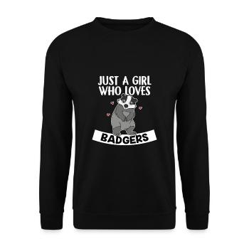 Just A Girl Who Loves Badgers Dachs Kostüm - Unisex Pullover - Schwarz - Vorne - Alina (178cm) & Michal (187cm)
