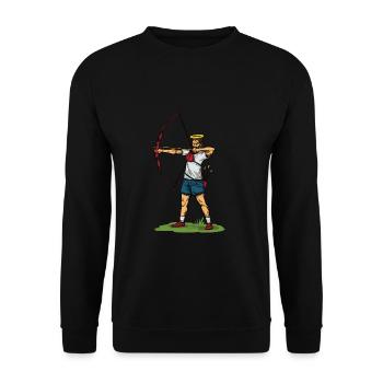 Coole Jesus Bogenschießen Geschenkidee - Unisex Pullover - Schwarz - Vorne - Alina (178cm) & Michal (187cm)