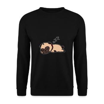 Cute Sleeping Dog Gift Idea - Unisex Sweatshirt - black - Front - Alina (178cm) & Michal (187cm)