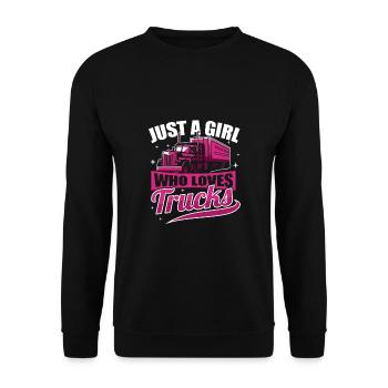 Just A Girl Who Loves Trucks Geschenkidee - Unisex Pullover - Schwarz - Vorne - Alina (178cm) & Michal (187cm)