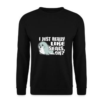 I Just Really Like Seals Ok Robbe Idée cadeau - Sweat-shirt Unisexe - noir - Devant - Alina (178cm) & Michal (187cm)