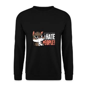 I Hate People Cat Gift Idea - Unisex Sweatshirt - black - Front - Alina (178cm) & Michal (187cm)