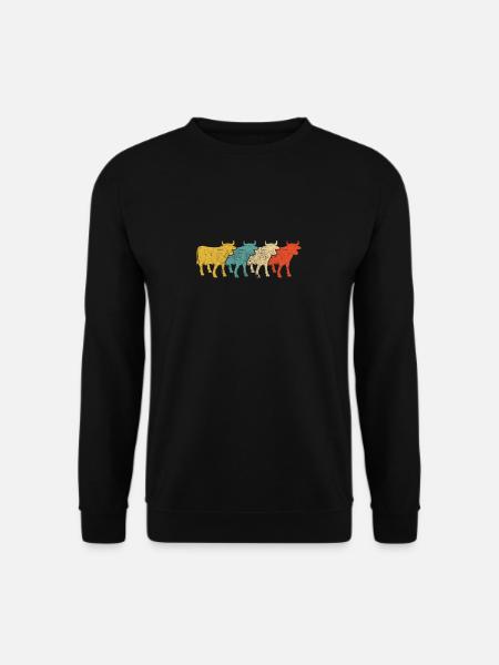 Vintage Retro Pop Art Kuh Bauer Landwirt - Unisex Pullover - Schwarz