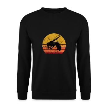 Retro Sonne Biene Wespe Geschenk - Unisex Pullover - Schwarz - Vorne - Alina (178cm) & Michal (187cm)