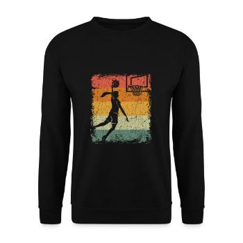 Vintage Dunk Basketball Mädchen Geschenk - Unisex Pullover - Schwarz - Vorne - Alina (178cm) & Michal (187cm)