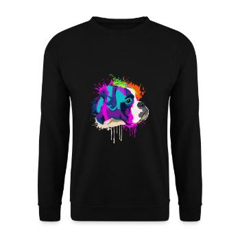 Splash Art Boxer Dog Lover Gift Idea - Unisex Sweatshirt - black - Front - Alina (178cm) & Michal (187cm)