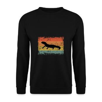 Vintage Gecko Lizard Animal Gift - Unisex Sweatshirt - black - Front - Alina (178cm) & Michal (187cm)