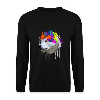 Splash Art Alaskan Malamute propriétaire de chien cadeau - Sweat-shirt Unisexe - noir - Devant - Alina (178cm) & Michal (187cm)