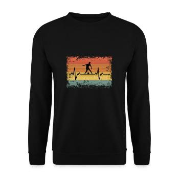 Vintage Puls Herzschlag Fußball Spieler Geschenk - Unisex Pullover - Schwarz - Vorne - Alina (178cm) & Michal (187cm)