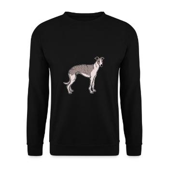Whippet Hunde Hundehalter Geschenkidee - Unisex Pullover - Schwarz - Vorne - Alina (178cm) & Michal (187cm)