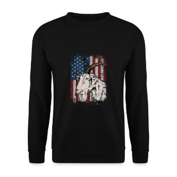 Patriotic America Flag Goat Farmer Gift Idea - Unisex Sweatshirt - black - Front - Alina (178cm) & Michal (187cm)