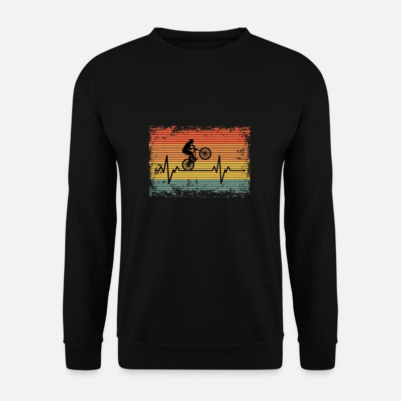 Vintage Herzschlag Radfahren Geschenkidee - Unisex Pullover - Schwarz