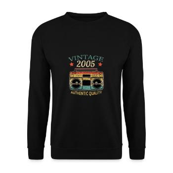 Vintage 2005 Radio Authentic Quality B-Day Gift - Unisex Pullover - Schwarz - Vorne - Alina (178cm) & Michal (187cm)